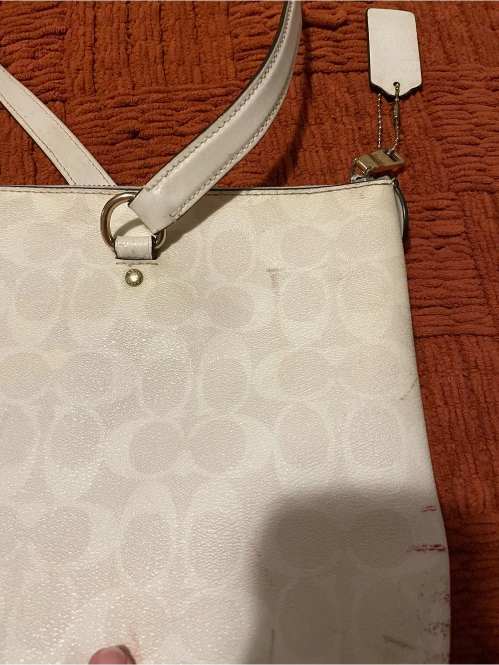 Project! Coach White Signature Tote Bag with Gold Hardware